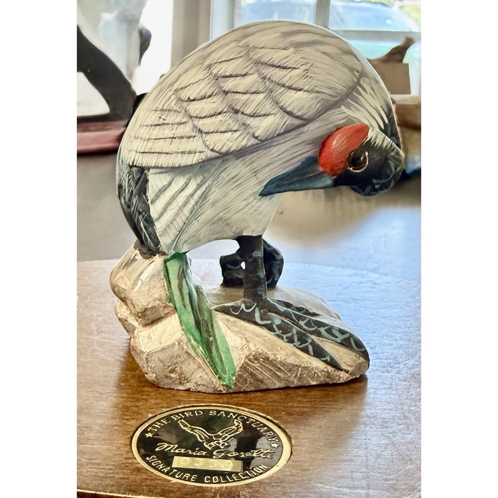 Vintage Maria Goretti Bird Sanctuary Carved Stone Crane Figurine #0331